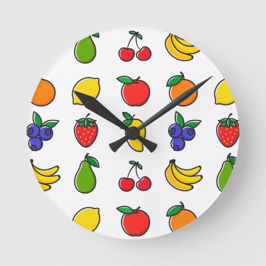 Colorful Mixed Fruit Pattern Runde Wanduhr (Vorderseite)