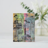 Colorful Mixed Media Retro Hobbies Woodworking Men Postkarte (Stehend Vorderseite)