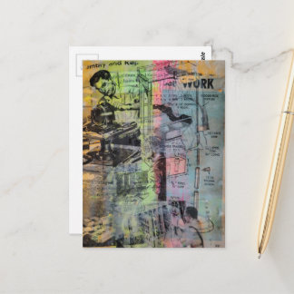 Colorful Mixed Media Retro Hobbies Woodworking Men Postkarte