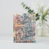 Colorful Mixed Media Retro Woodworking Collage Postkarte (Stehend Vorderseite)