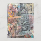 Colorful Mixed Media Retro Woodworking Collage Postkarte (Vorderseite)