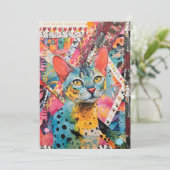 Colorful Mixed Mixed Paper Cat Collage  Karte (Stehend Vorderseite)