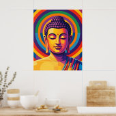 Colorful Modern Art | Meditating Buddha Portrait Poster (Küche)
