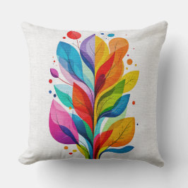 Colorful Modern Botanical Leaves Abstract Tree Kissen