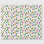 Colorful Modern Christmas Pattern Tree Candy Cane Geschenkpapier (Flach)