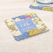 Colorful Modern Floral Blooms 15th Birthday Party Untersetzer (angewinkelt)