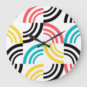 Colorful, modern, fun, cheerful geometric graphic große wanduhr