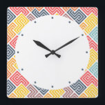 Colorful Modern Geometric Pattern Quadratische Wanduhr<br><div class="desc">Colorful Modern Geometric Pattern Wall Clock features a colorful modern geometric pattern. Designed by Evco Studio www.zazzle.com/store/evcostudio</div>