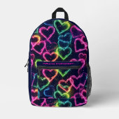 Colorful Modern Girly Neon Love Heart Personalized Bedruckter Rucksack (Vorderseite)