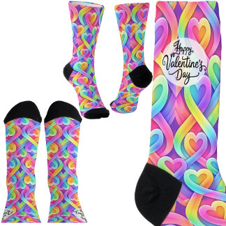 Colorful Modern Hearts Pattern Valentine’s Day Socken