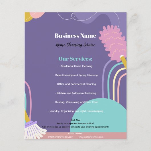 Colorful Modern Home Cleaning Service Flyer (Vorne)