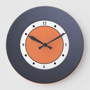 Colorful Modern Metallic Blue Frame on any Color Große Wanduhr