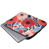 Colorful Modern Red White Blue Watercolor Floral  Laptopschutzhülle (Vorne Knopf)