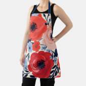 Colorful Modern Red White Blue Watercolor Floral  Schürze (InSitu)