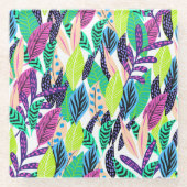 Colorful Modern Tropical Botanical Pattern Glasuntersetzer (Vorderseite)