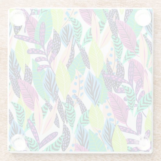 Colorful Modern Tropical Botanical Pattern Glasuntersetzer (Rückseite)