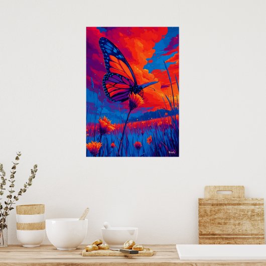 Colorful Monarch Butterfly Expressionist Wall Art Poster (Küche)