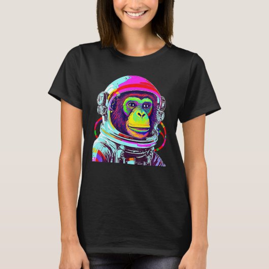 Colorful Monkey Astronaut  Space Explorer T-Shirt (Vorderseite)