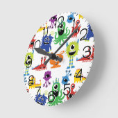 Colorful Monsters Baby Boy Nursery Runde Wanduhr (Winkel)