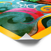 Colorful Mosaic Elephant on a Glossy Wall Poster (Ecke)