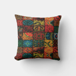 Colorful Mosaic Tile Throw Pillow – Boho Vintage D Kissen