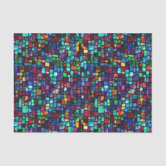 Colorful Mosaic Watercolor Stained Glass Decoupage Seidenpapier (Vorderseite)