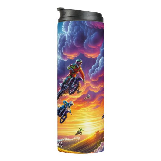 Colorful Motocross Race Art Sky Thermosbecher (Nach rechts gedreht)