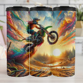 Colorful Motocross Sunset Art Explosion Thermosbecher