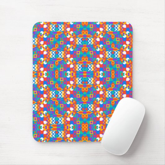 Colorful mousepad with geometric pattern in blue (Mit Mouse)