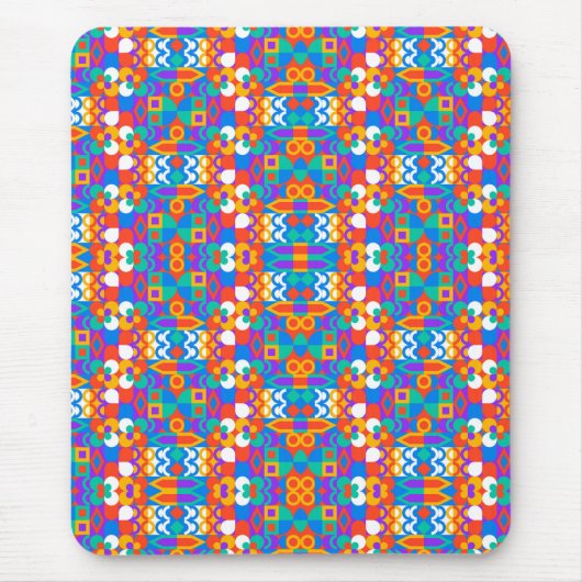 Colorful mousepad with geometric pattern in blue (Vorne)