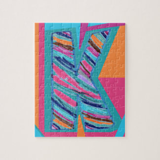 Colorful Multicolor Stripes Letter K as in Kay Puzzle