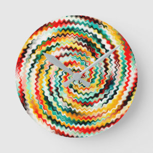 Colorful Multicolored Pattern Runde Wanduhr