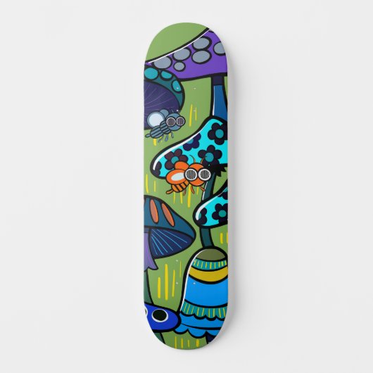 Colorful Mushroom Illustration  Skateboard (Vorderseite)