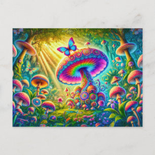 Colorful Mushroom World Psychedelic Fantasy Art Postkarte