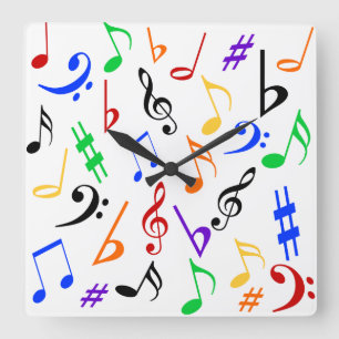 Colorful Music Clock Quadratische Wanduhr