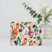Colorful Music Pattern Postkarte (Stehend Vorderseite)