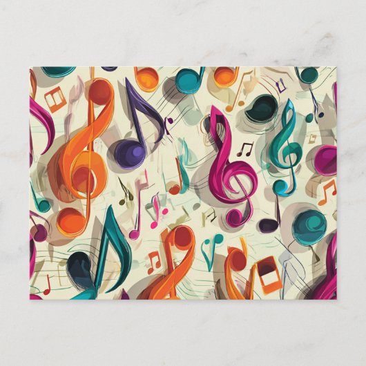 Colorful Music Pattern Postkarte (Vorderseite)
