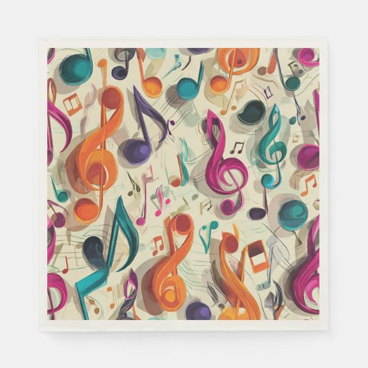 Colorful Music Pattern Serviette (Vorderseite)