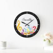 Colorful Musical Notes Große Wanduhr (Zuhause)