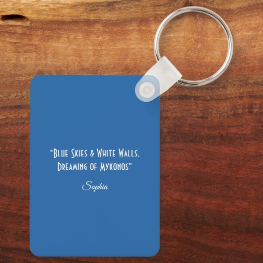 Colorful Mykonos Custom Greece Vacation Souvenir Schlüsselanhänger (Rückseite)
