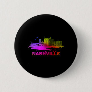 Colorful Nashville Cityscape Souvenir - Nashville Button