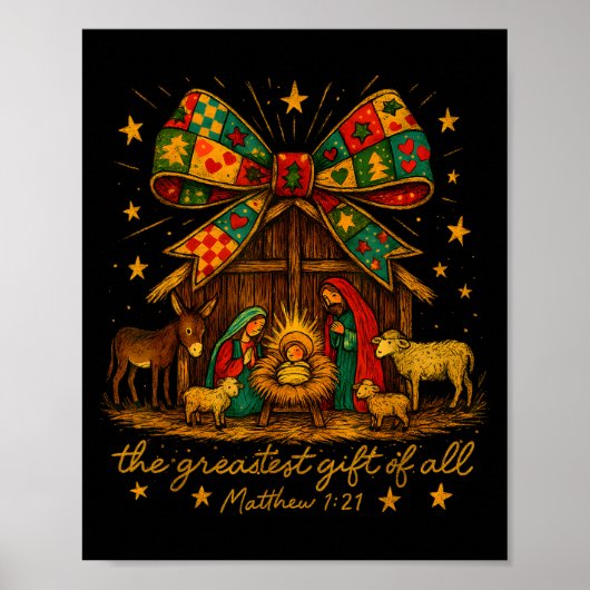 Colorful Nativity – Greatest Gift Matthew 1_21  Poster (Vorne)