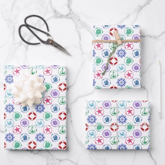 Colorful Nautical Geschenkpapier Set (Vorderseite)