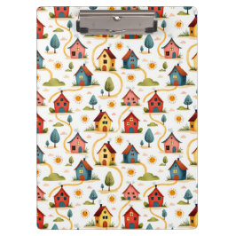 Colorful Neighborhood Houses Realtor Klemmbrett