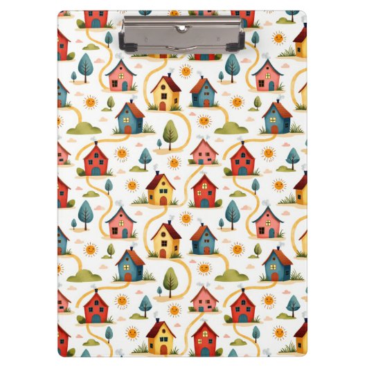 Colorful Neighborhood Houses Realtor Klemmbrett (Vorderseite)