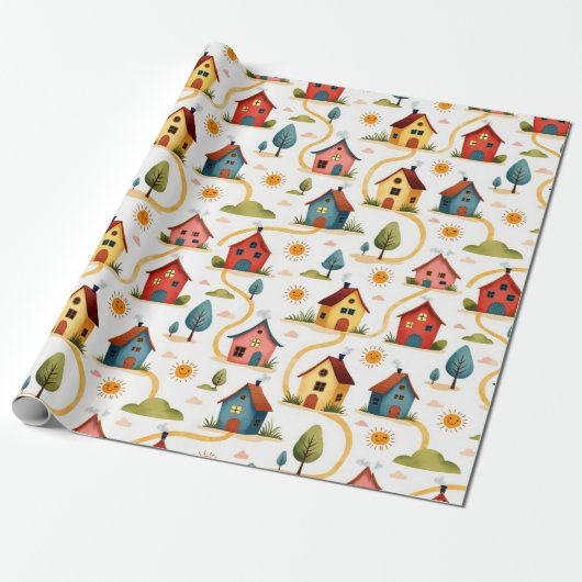 Colorful Neighborhood Realtor Wrapping Paper Geschenkpapier (Ungerollt)