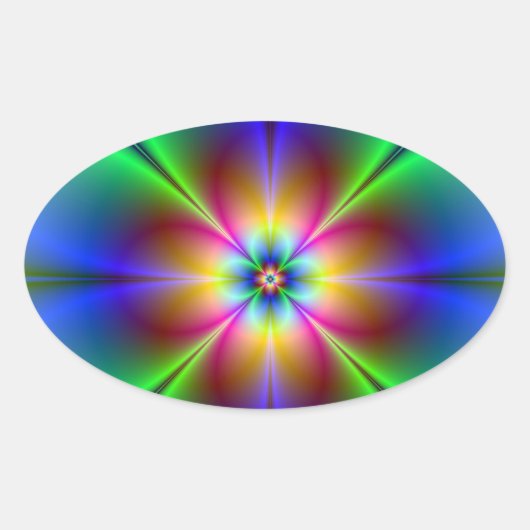 Colorful Neon Daisy Ovaler Aufkleber (Vorderseite)