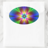 Colorful Neon Daisy Ovaler Aufkleber (Tasche)