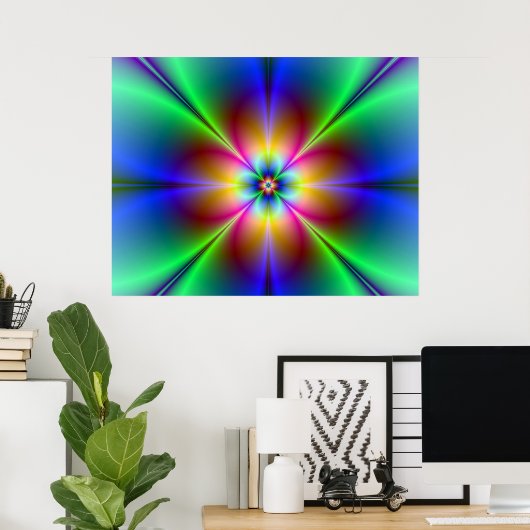 Colorful Neon Daisy Poster (Heimbüro)