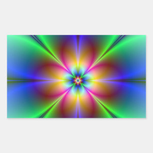 Colorful Neon Daisy Rechteckiger Aufkleber